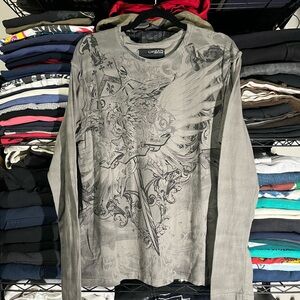 Urban Heritage Men's Gray Graphic Long Sleeve Shirt